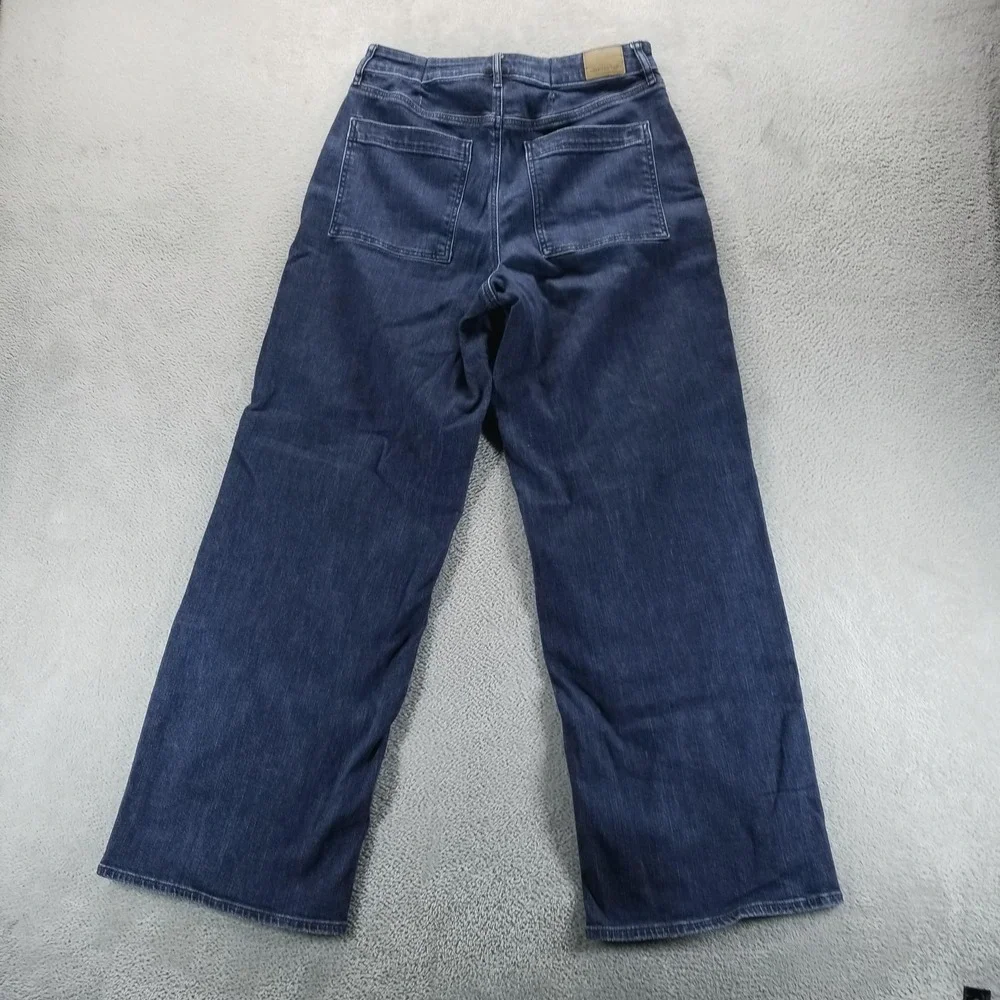 American‎ Eagle Jeans Womens 10 Blue Super High Rise Baggy Wide Leg Dark Wash